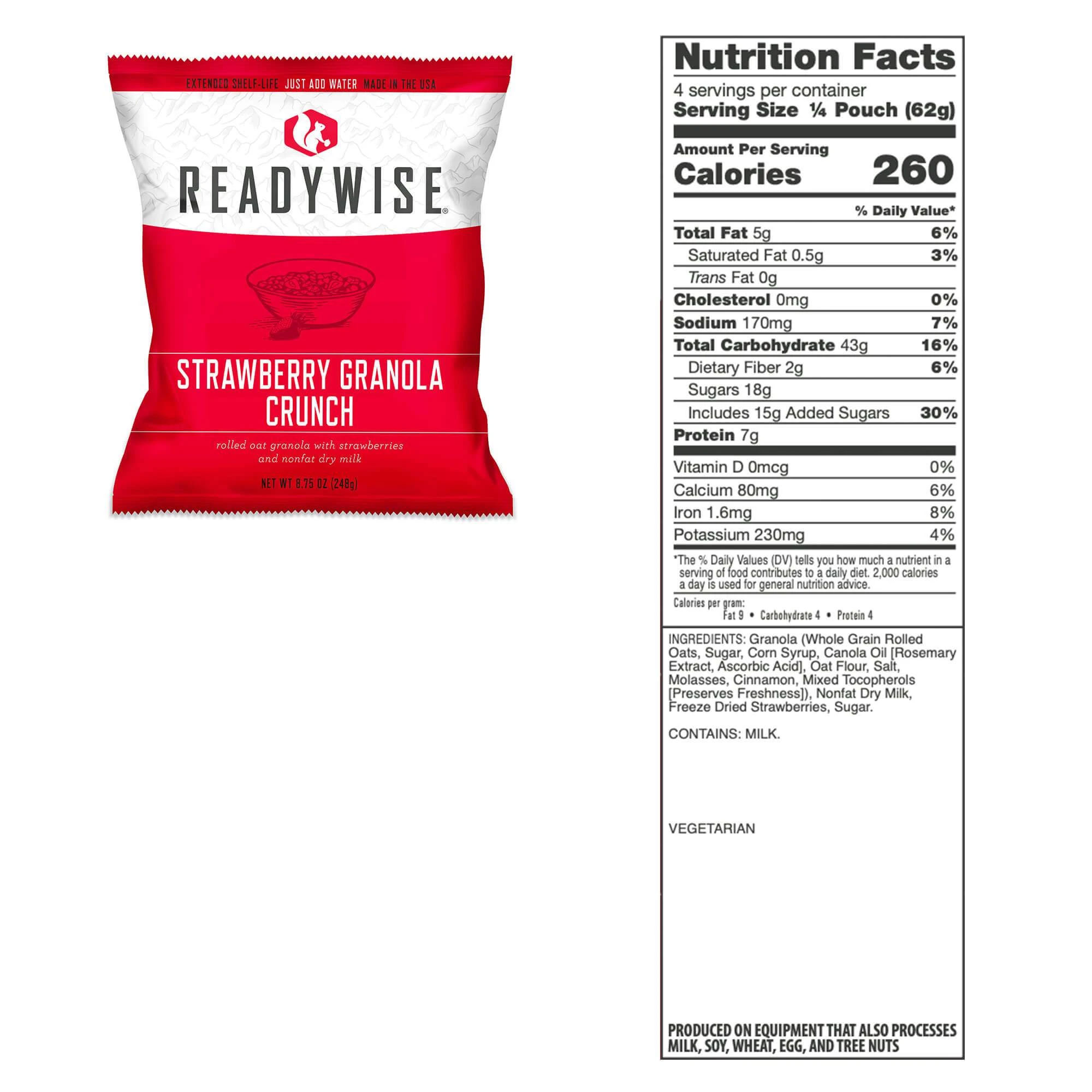 A picture of the back side of a bag of ready wise.
