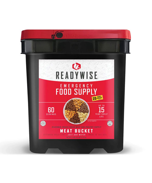 60 Serving Freeze Dried Meat Bucket + 20 Servings of Rice