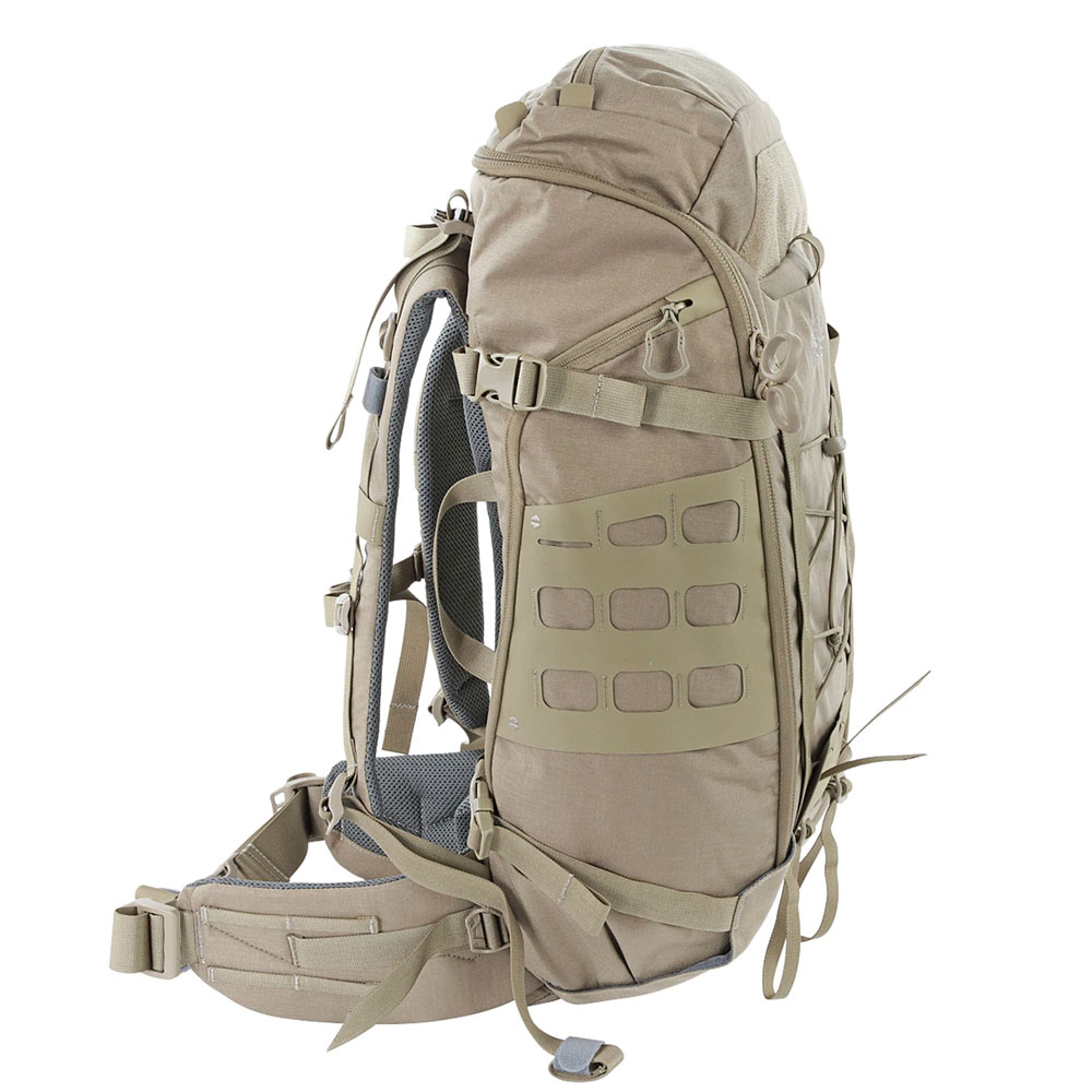A backpack is shown with many pockets.