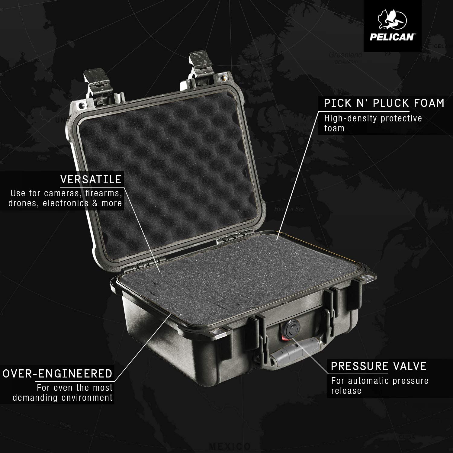 Pelican case features and specifications