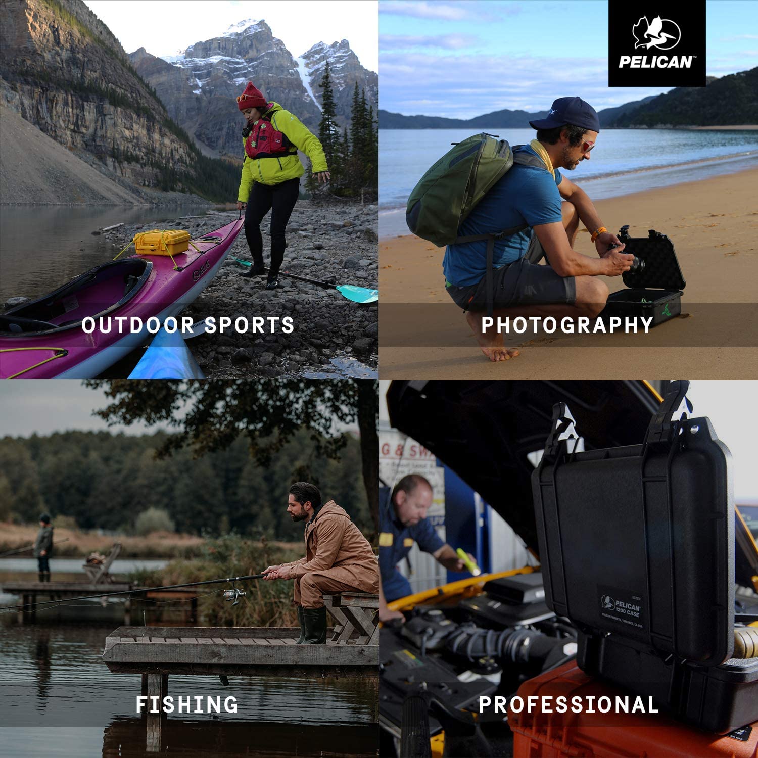 A series of four images with different types of people.