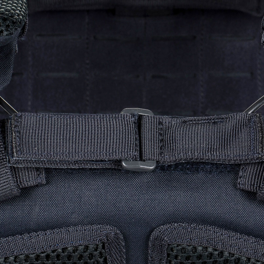 A close up of the front of a backpack