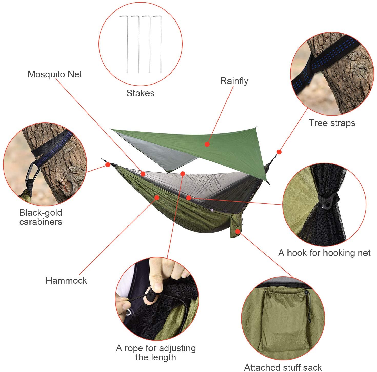 A hammock with a tarp and some things in it