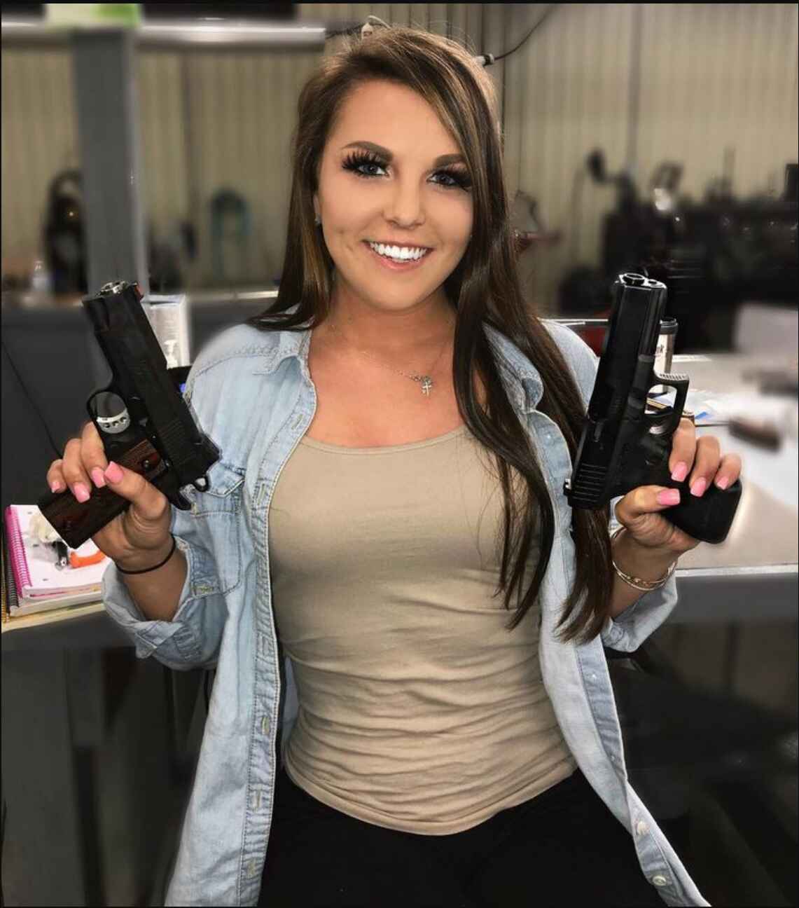 someone happy with gun